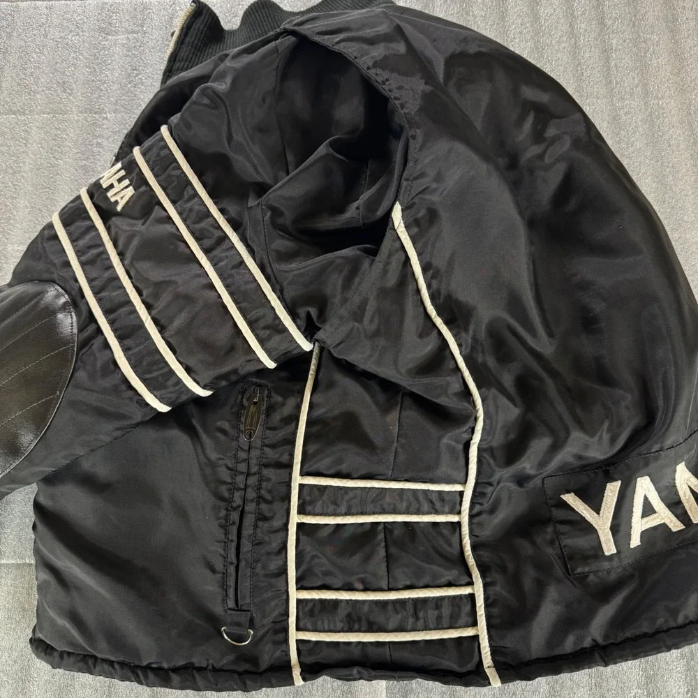 Vintage Yamaha Insulated Racing Jacket Men's XL Black Motorcycle 70s 80s